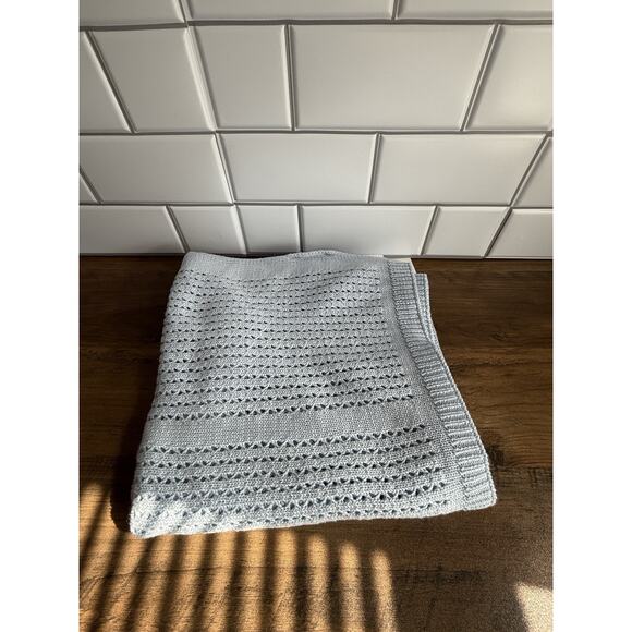 NEW Nordstrom Blue Knit Baby Blanket - Picture 5 of 9